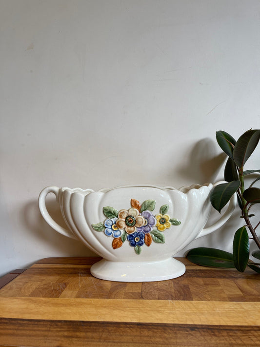 Vintage Dartmouth Pottery Mantle Vase with Floral Motif | Mid Century Vase | Posy Vase | Vintage Vase | Vintage Dartmouth Vase