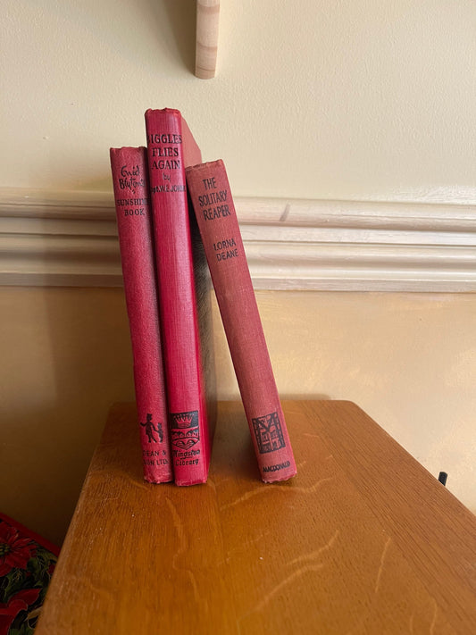 Set of Three Vintage Red Books | Decorative Books | Books for Decor | Vintage Home Decor | Prop Books | House Dressing | Interiors Props |