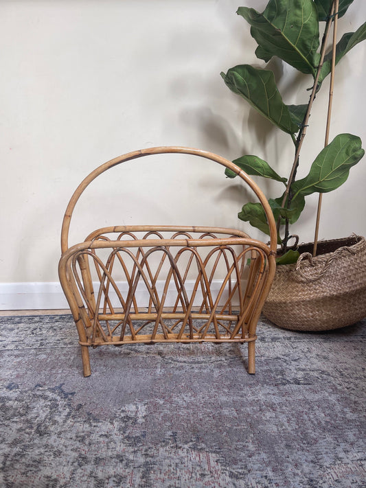 Vintage Bamboo Magazine Rack, Mid Century Magazine Rack, Vintage Bamboo, Mid Century Cane Magazine Rack, Rattan Magazine Rack, Boho Bamboo