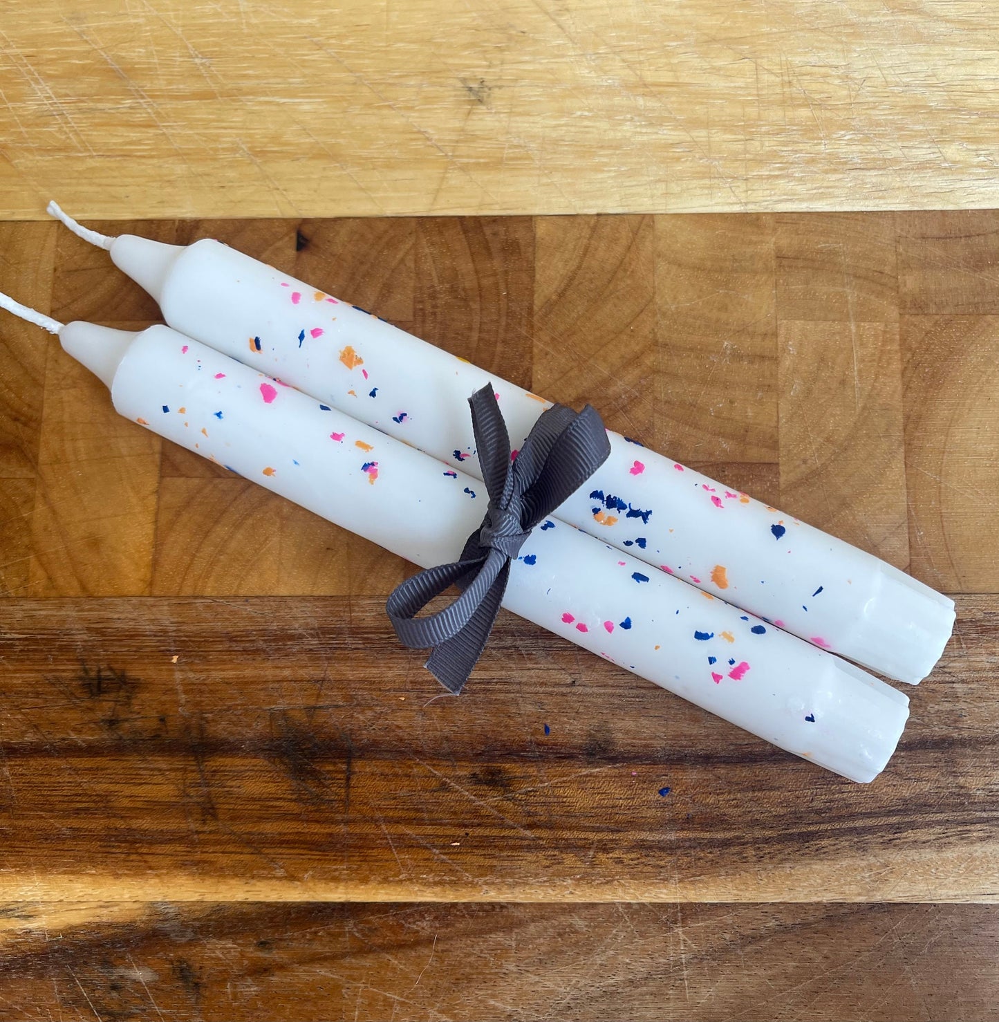 Pair of Confetti Candles, Funfetti Taper Candles, Terrazzo Candles, Multicoloured Candle, Rainbow Confetti Candle, Candle Gift