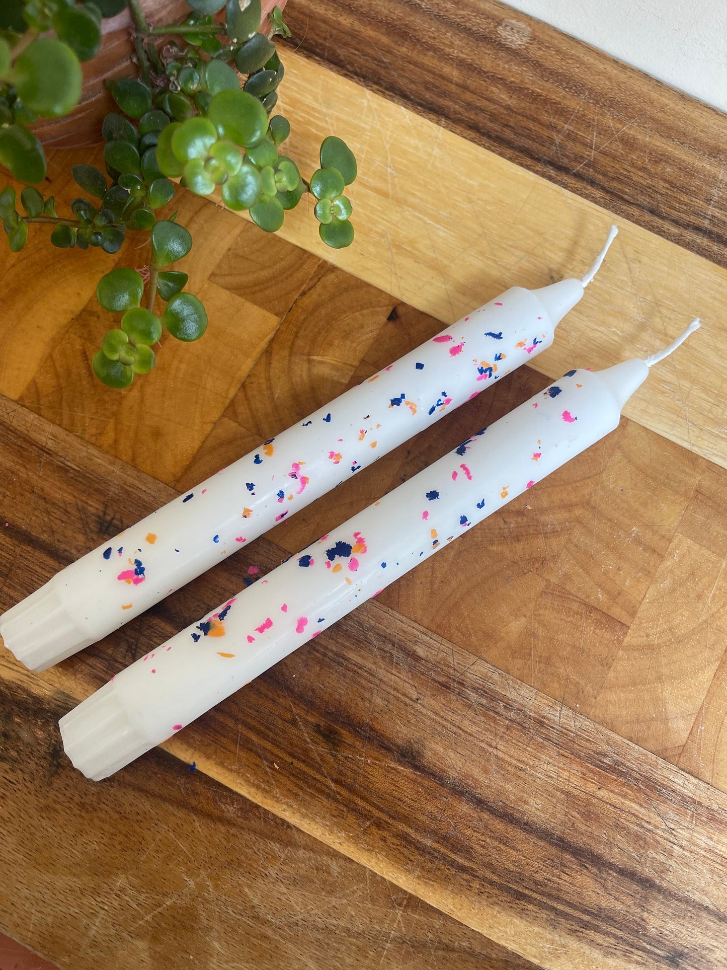 Pair of Confetti Candles, Funfetti Taper Candles, Terrazzo Candles, Multicoloured Candle, Rainbow Confetti Candle, Candle Gift