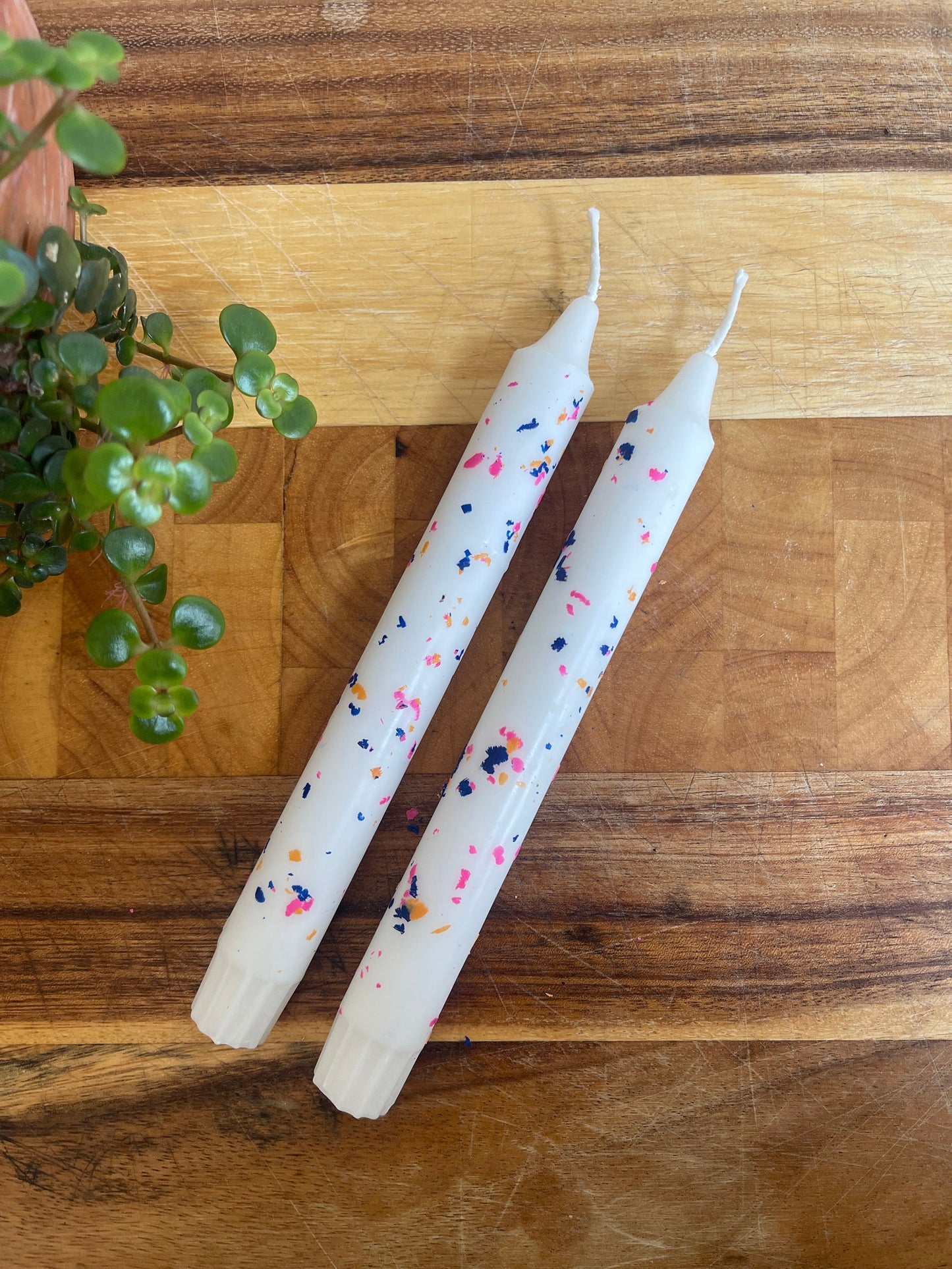 Pair of Confetti Candles, Funfetti Taper Candles, Terrazzo Candles, Multicoloured Candle, Rainbow Confetti Candle, Candle Gift