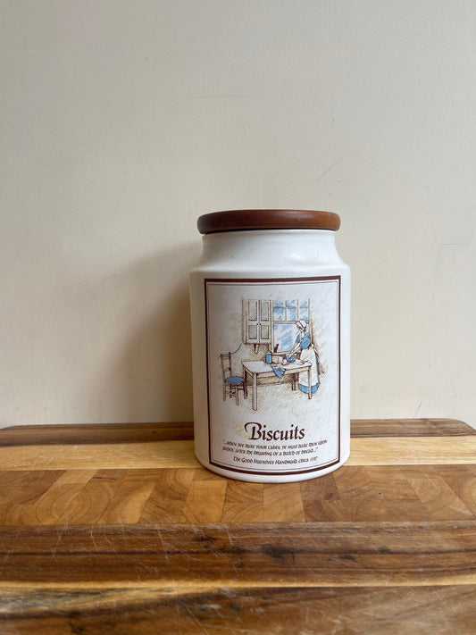 Vintage Biscuit Jar | Vintage Cookie Jar | Vintage Kitchen Storage | Vintage Dunoon Cooks Workshop Biscuit Tin | Mid Century Kitchenware |