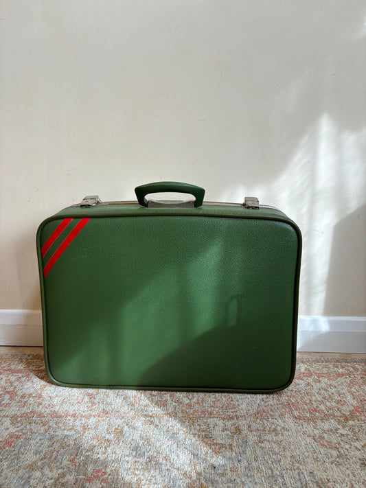 Vintage Christie Suitcase | Vintage Leather Travel Case | Travel Cosmetic Bag | Vanity Suitcase | Vintage Overnight Bag | Green Suitcase