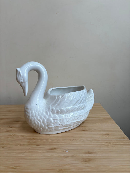 Vintage 1950s Swan Planter | Swan Vase | Swan Posy Vase | Mantle Vase | Mid Century Vase | Mid Century Ceramic | Mid Century Eclectic Vase