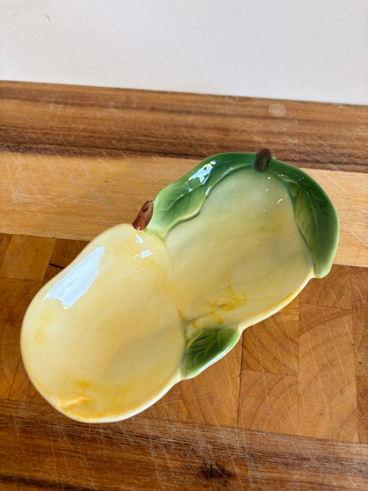 Vintage Italian Majolica Dish | Vintage Cabbageware | Vintage Pear Shaped Dish | Vintage Nibble Bowl | Vintage Tableware | Trinket Dish