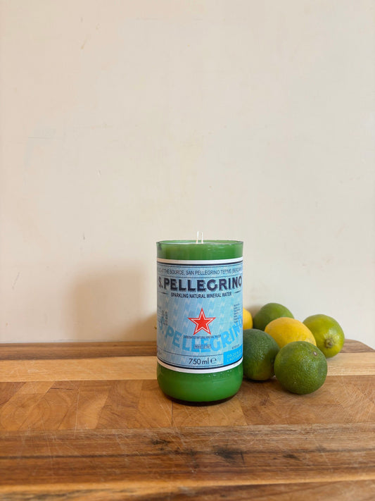 Citronella and Basil San Pellegrino Candle | Reclaimed Glass Citronella Jar Candle |