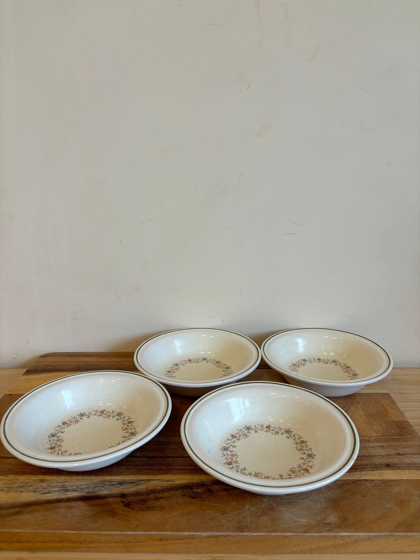 Vintage Staffordshire Pottery Bowls | Set of Four Dessert Bowls | Vintage Ironstone Bowls | Mid Century Bowls | Floral Motif Bowls | Kitsch