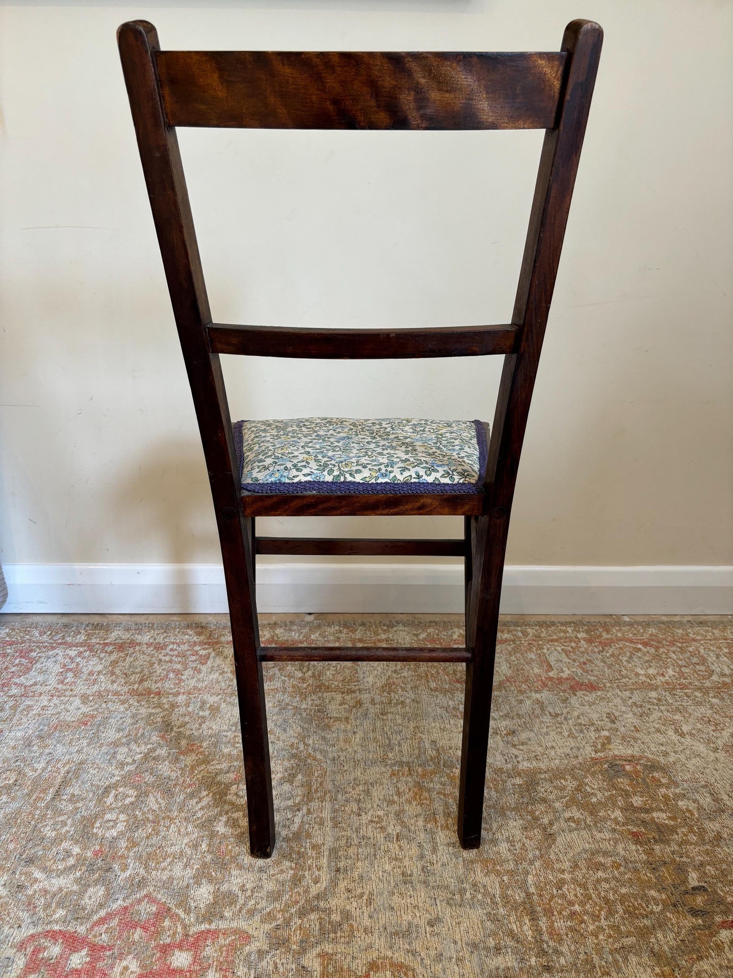 Antique Edwardian Ladderback Chair | Upholstered Vintage  Chair | Dining Chair | Dark Occasional Chair | Vintage Chair | Bedroom Chair