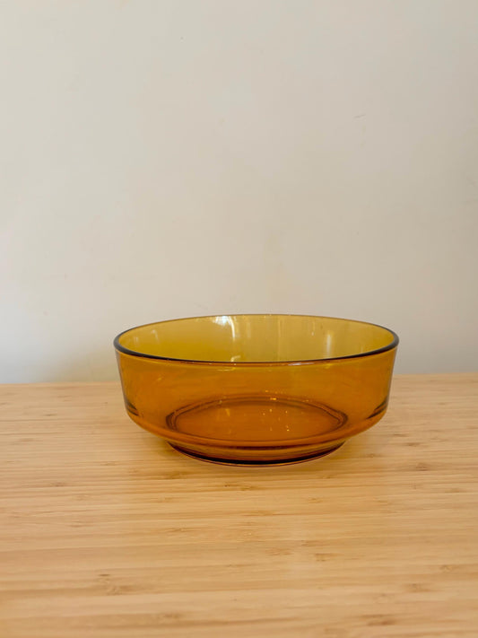 Vintage Glass Serving Bowl |  Glass Bowl | Trifle Dish | Vintage Serving Dish | Amber Glass Bowl, Tinted Glass Bowl | Mid Century Glass Bowl