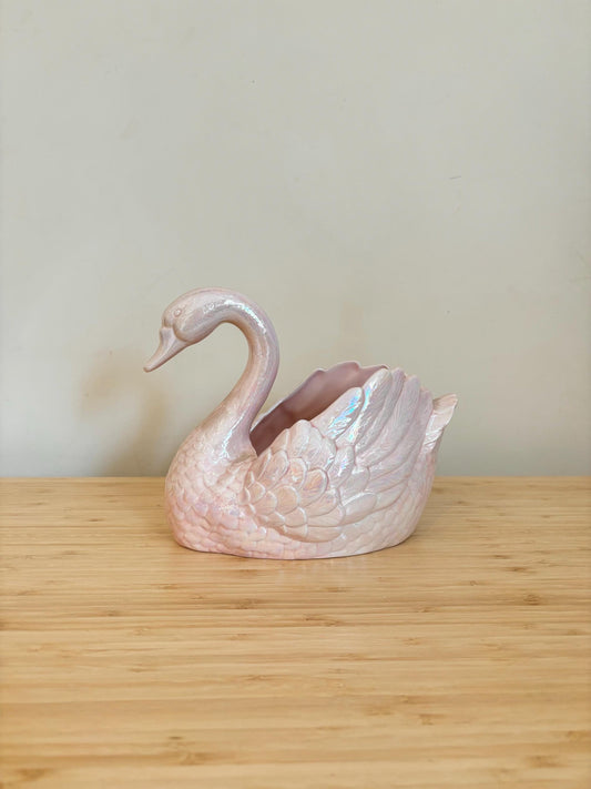 Vintage Pink Swan Planter | Swan Vase | Swan Posy Vase | Mantle Vase | Mid Century Vase | Mid Century Ceramic | Mid Century Eclectic Vase